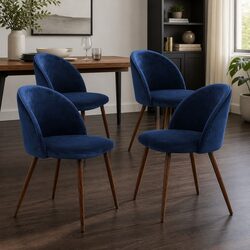 4-Piece French Provincial Dining Chair Set in Navy Velvet