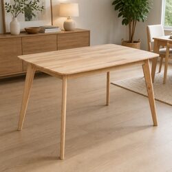 Modern Oak Dining Table with Solid Wood Frame