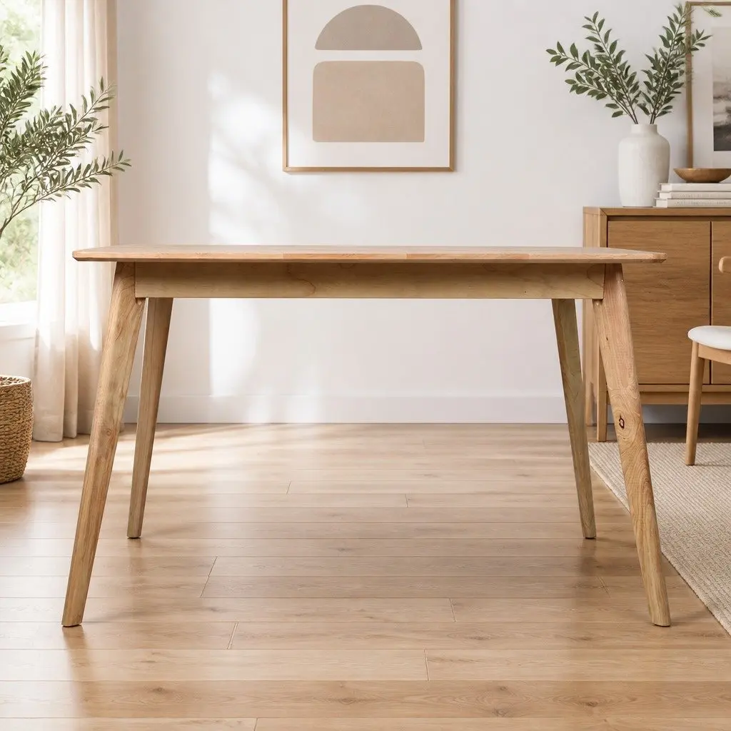 Dining Table Industrial Style Solid Wood Frame Oak 120cm