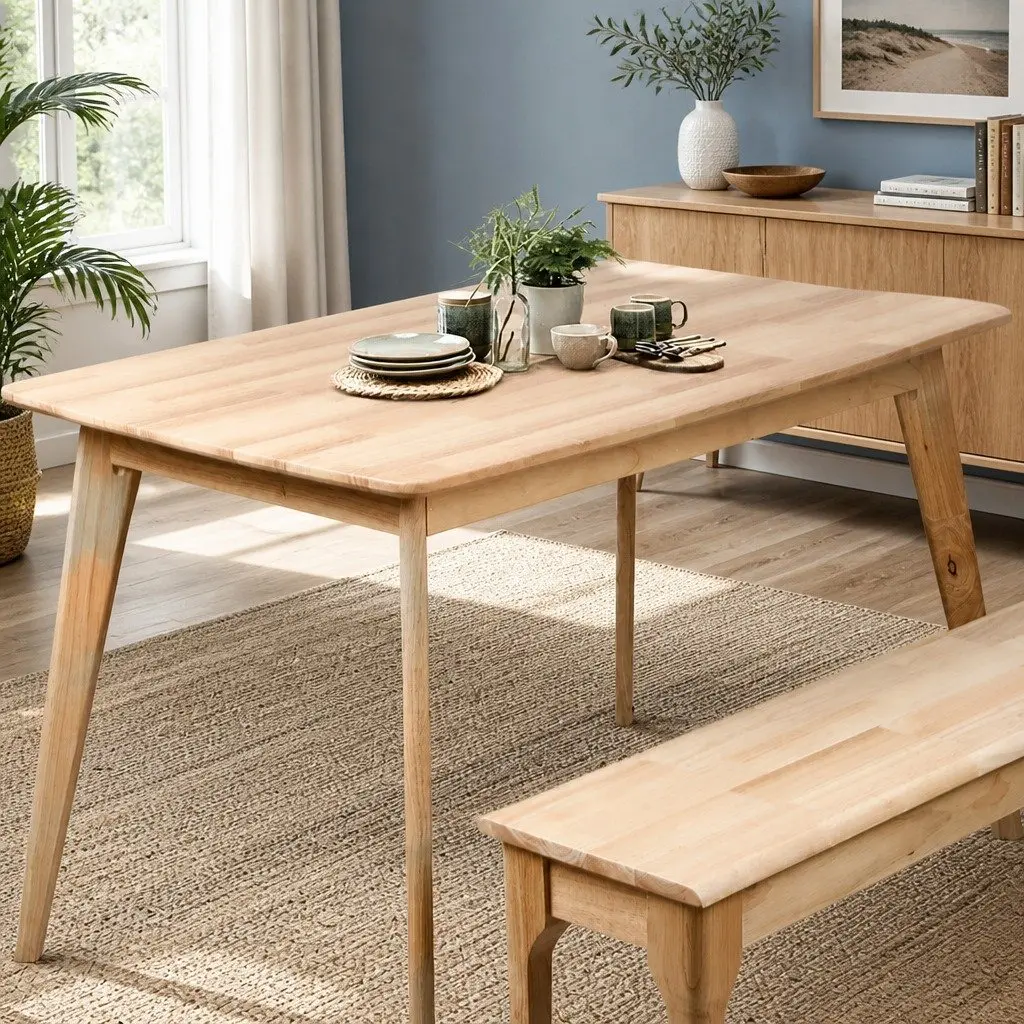 Dining Table Industrial Style Solid Wood Frame Oak 120cm
