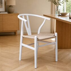 Wooden Frame Dining Chairs with Rattan Seat, Set of 2