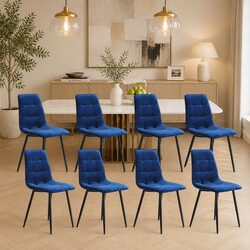 Dining Chairs Set of 4: Velvet Upholstery and Steel Legs