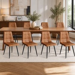 8-Piece Dining Chair Set with PU Leather and Steel Legs