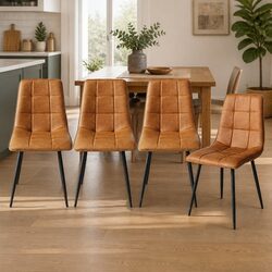 4-Piece Dining Chairs Set with PU Leather and Foam Cushioning