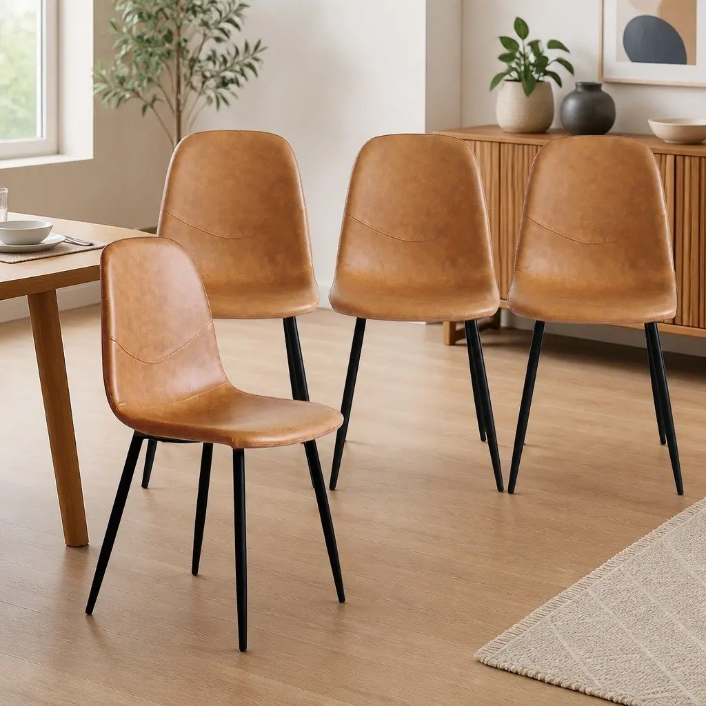 Dining Chairs Set of 8 Kitchen Lounge Eames Style Padded Seat Backrest Café