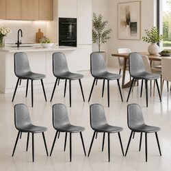 8-Piece Dining Chair Set with Steel Frame and Padded Backrest