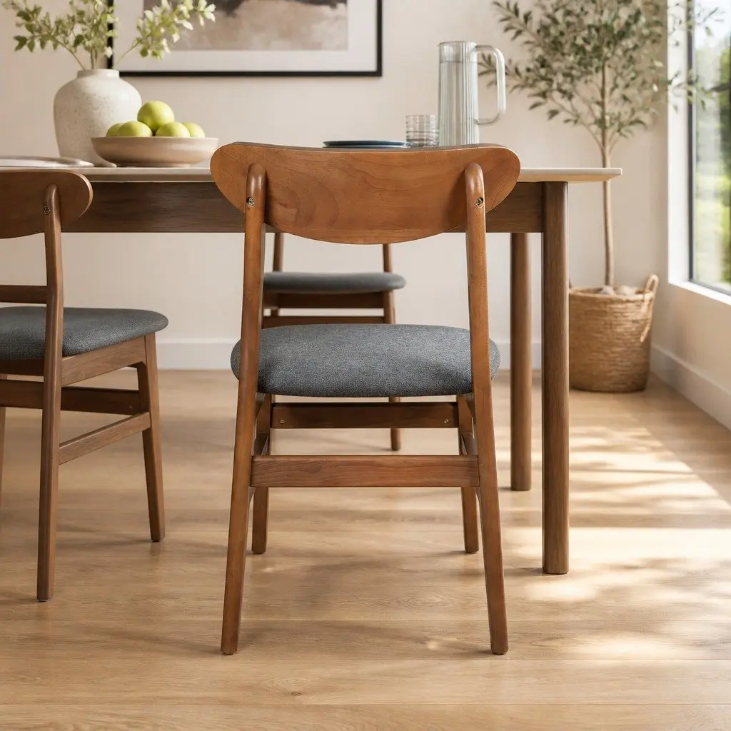 Dining Chairs Set of 4 Kitchen Seating Wood Frame Linen Upholstery Home