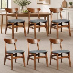 Modern Linen Upholstered Dining Chairs Set of 6