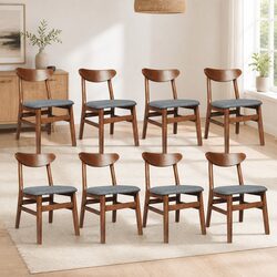 Modern Dining Chairs Set of 8 with Linen Upholstery