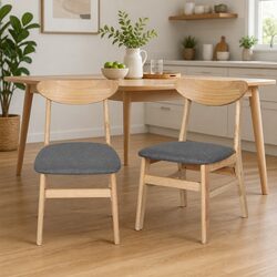 Set of 4 Kitchen Dining Chairs with Linen Cushion