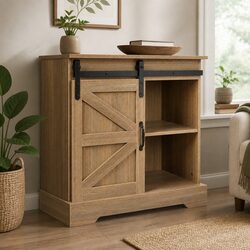 Sideboard Storage Cabinet with Sliding Barn Door