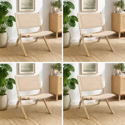 Folding Accent Chair Set with Ash Wood Construction