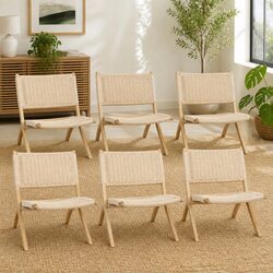Folding Chair Set of 6 with Ash Wood Frame