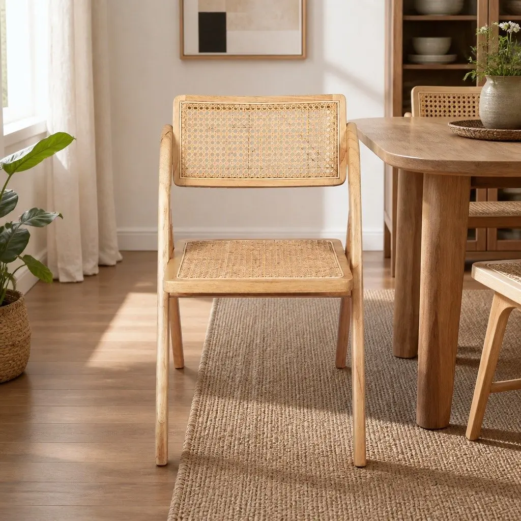 Dining Chairs Foldable Natural Wooden 49cm L x 61cm W x 77cm H