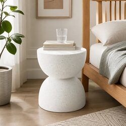 Terrazzo Hourglass Side Table: 150kg Capacity, Beige