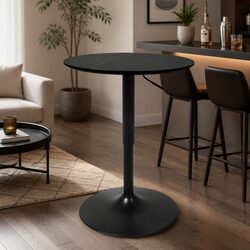 Black Bar Table with Swivel Function and Adjustable Height