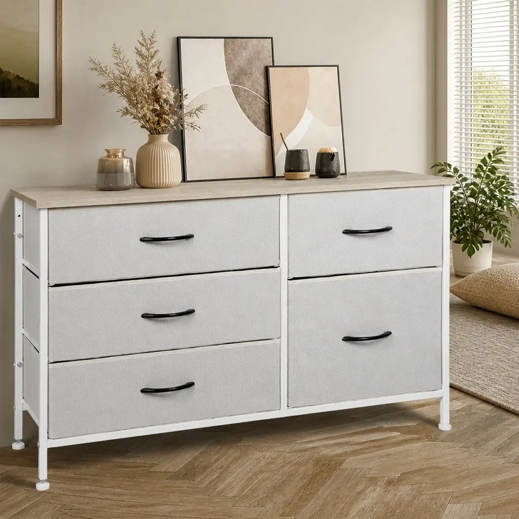 Storage Cabinet Tower Bedroom Organizer Dresser Beige