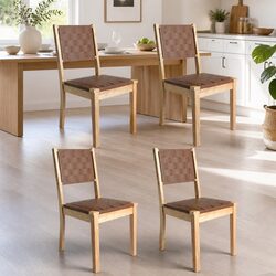 Set of 4 Dining Chairs with PU Leather Seats and Beech Frame