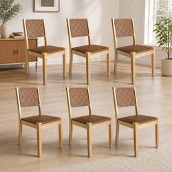 Set of 6 Durable Dining Chairs with Leatherette Seating