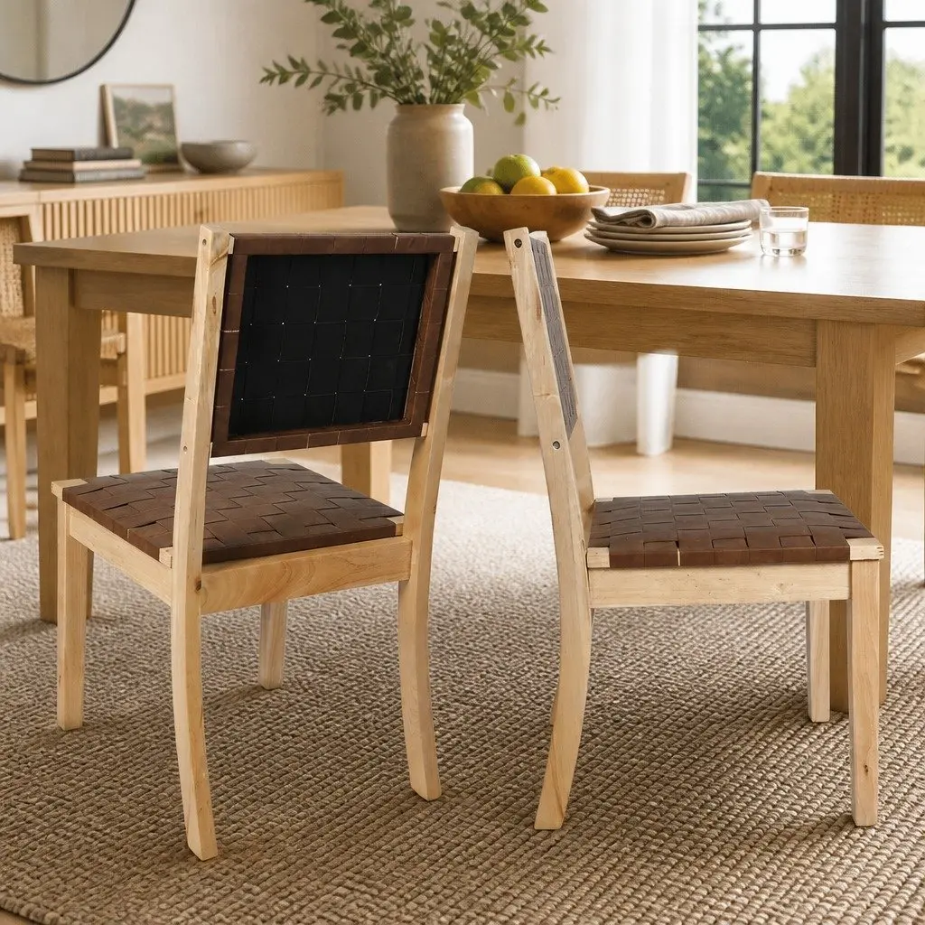 Dining Chairs Set of 6 Accent Lounge Wooden Frame Leatherette Seat Kitchen