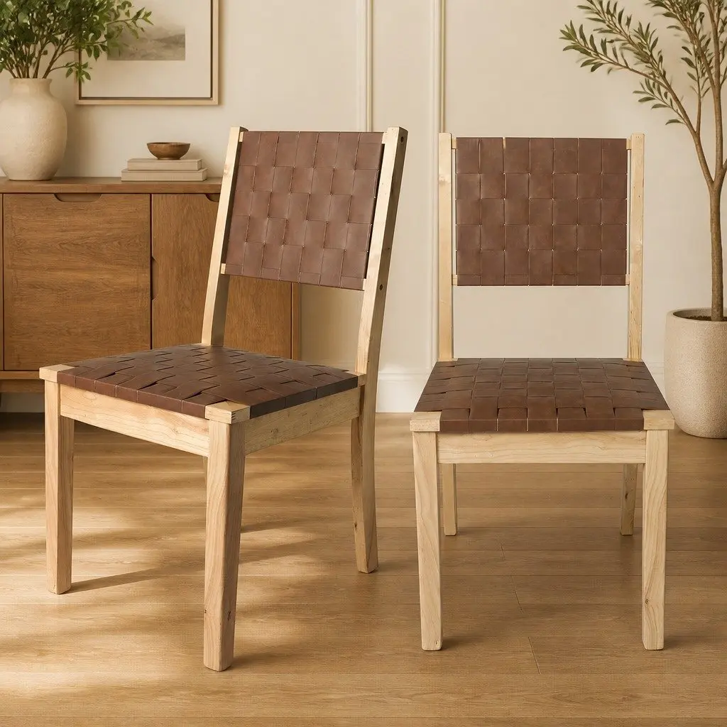 Dining Chairs Set of 6 Accent Lounge Wooden Frame Leatherette Seat Kitchen