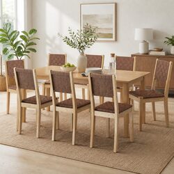 8 Dining Chairs with PU Leather and Beech Wood Frame