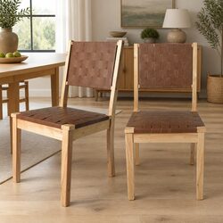 Durable Dining Chairs with Leatherette Seating and Beech Wood Frame