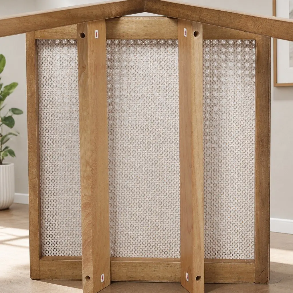 Dining Chair Rattan Weave Solid Wood Natural Set of 2 Comfortable Seat