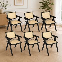 Modern Black Wicker Armchair Set of 6 for Stylish Living