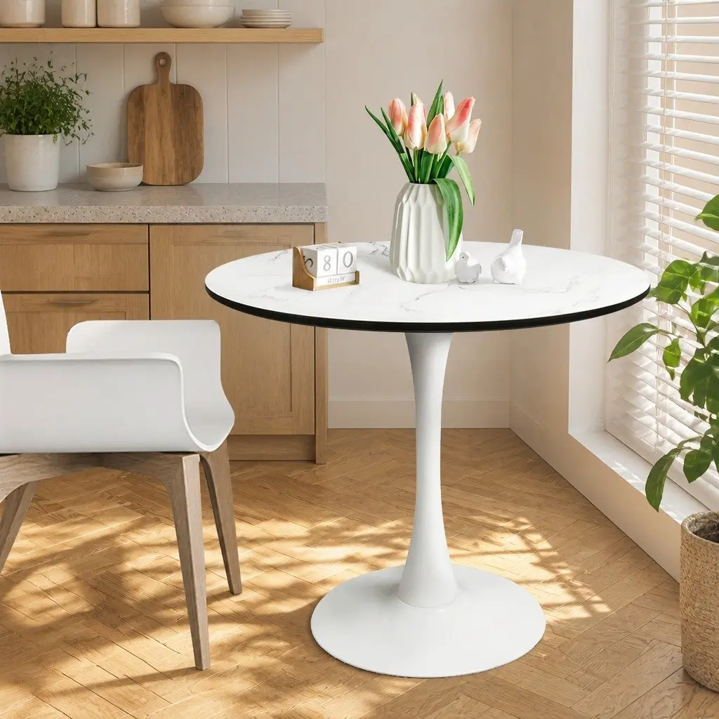 Dining Table Round Sturdy 80cm White Indoor Outdoor