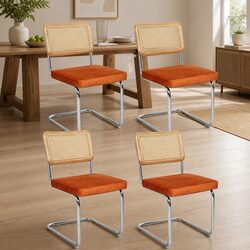 Rattan Dining Chair Set of 4 with PE Backrest