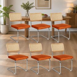 6-Pack Dining Chairs with Chrome Frame and Velvet Seating
