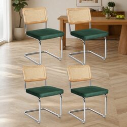 Rattan Dining Chairs Set of 4 with Cantilever Frame