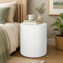 Round Side Table in Terrazzo with Cylinder Design
