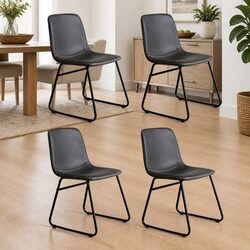 Set of 4 Ergonomic Retro Dining Chairs in Black
