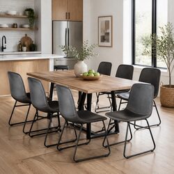 Set of 6 Ergonomic Dining Chairs with Faux Leather Upholstery