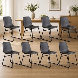 8-Piece Set of Retro Dining Chairs with Faux Leather Upholstery