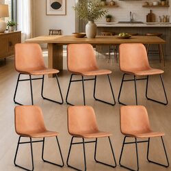6-Piece Dining Chair Set with Ergonomic Design and Steel Legs