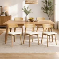 Modern Dining Chair Set of 6 with Curved Backrest