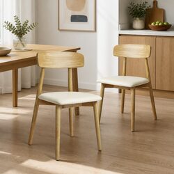 Stylish Dining Chairs Set of 2 with Natural Finish