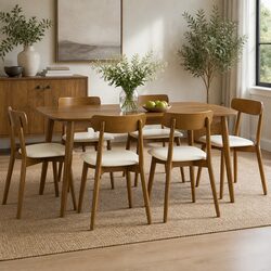 Set of 6 Modern Dining Chairs with Curved Backrest