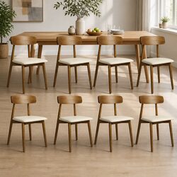 Set of 8 Stylish Dining Chairs in Walnut Finish