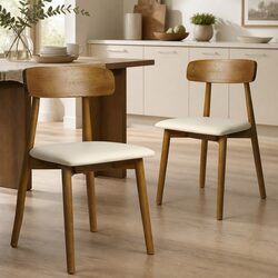 Sleek Walnut Dining Chairs Set of 2 with Curved Backrest