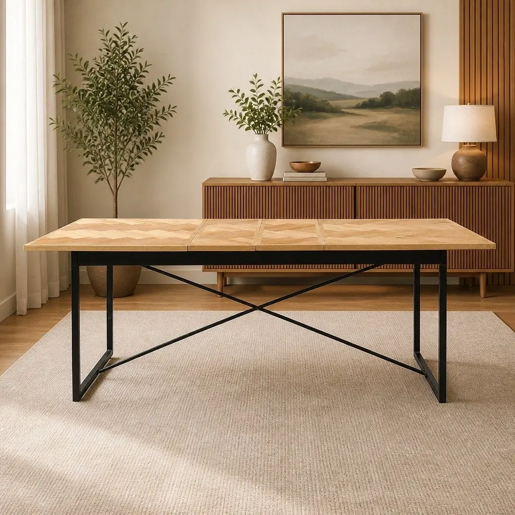 Extendable Dining Table Telescopic Functionality 1.5m to 2.1m Brown