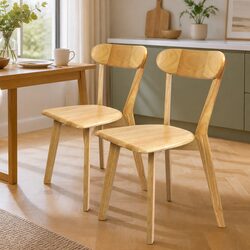 Modern Wooden Dining Chairs Set of 2 with Curved Design
