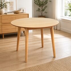 Stylish 100cm Round Dining Table in Natural Finish