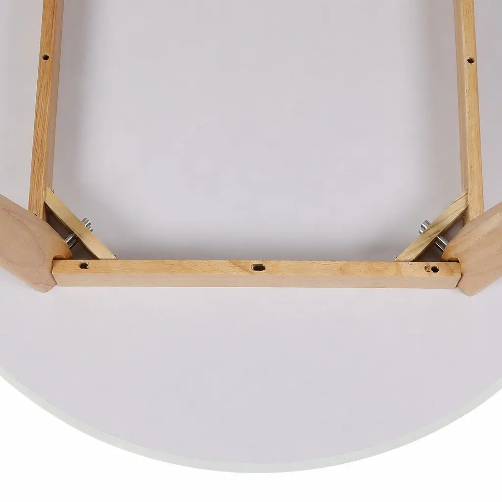 Round Dining Table Smooth Bevelled Edge 100cm White Rubberwood Base