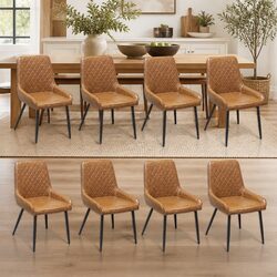 Contemporary Dining Chairs Set of 8 with PU Leather