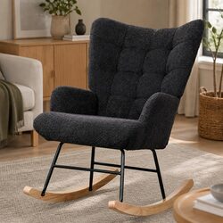 Precision Crafted Ergonomic Rocking Chair in Grey Fleece