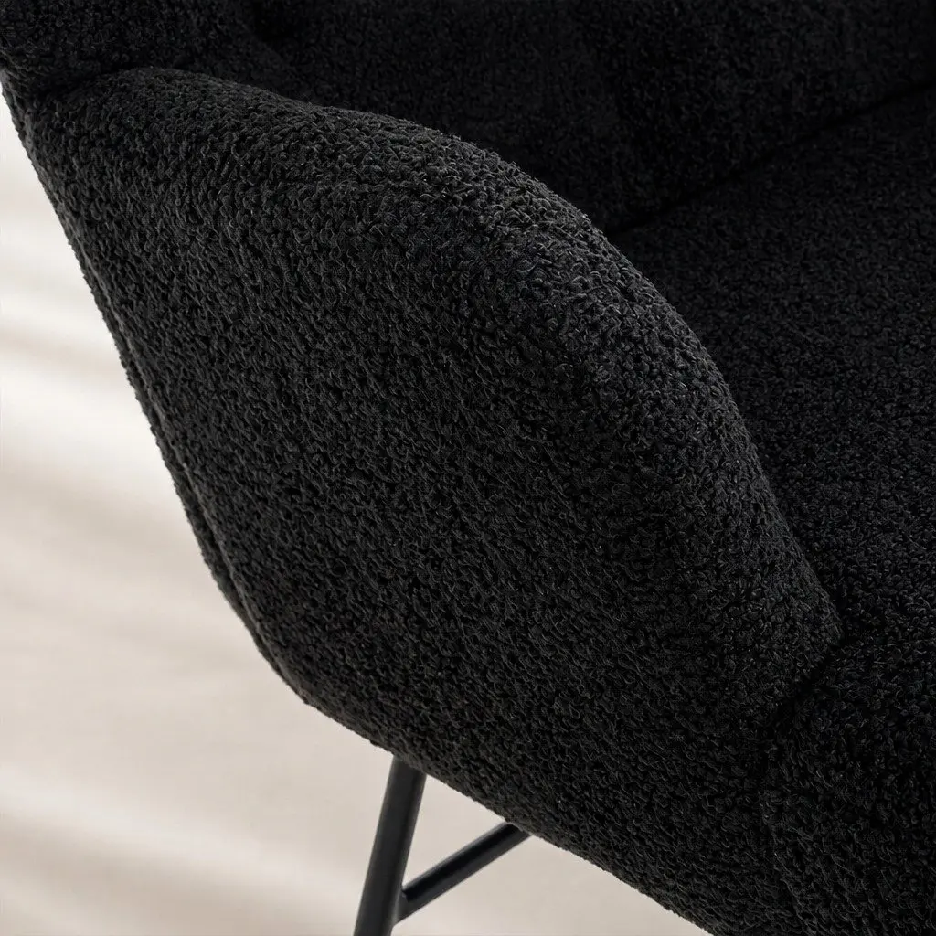 Rocking Chair Ergonomic Comfort Grey Fleece Lounge Seat